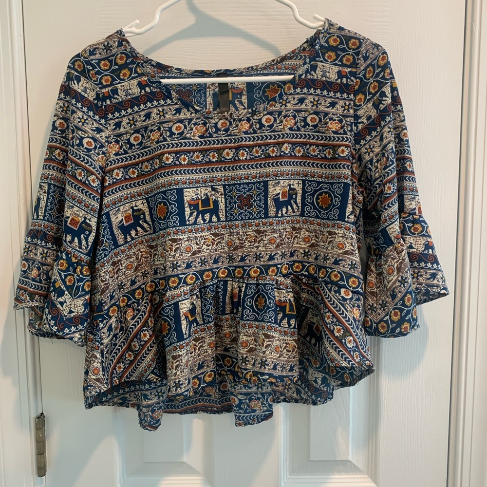 Floral elephant patterned blouse